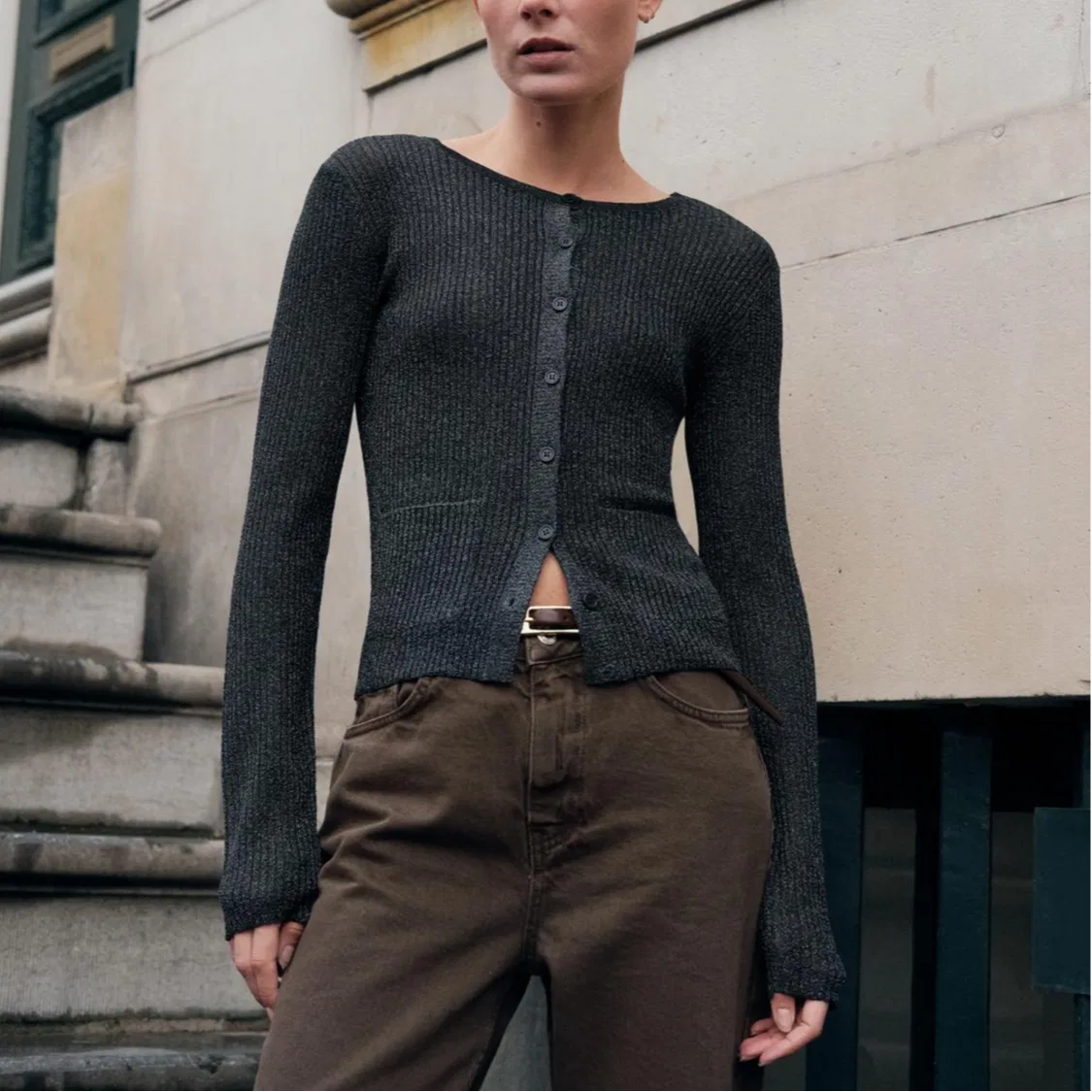 Женский свитер темно-синий ZARA, Dark Blue — фото 4