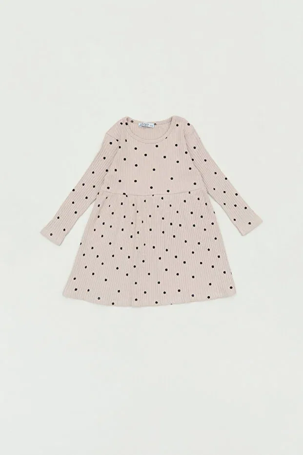 Детское платье для девочек с принтом в горошек Fulla Moda, Taupe