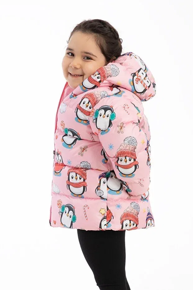 Детское пальто для девочек с принтом Hooded Montland, Pink