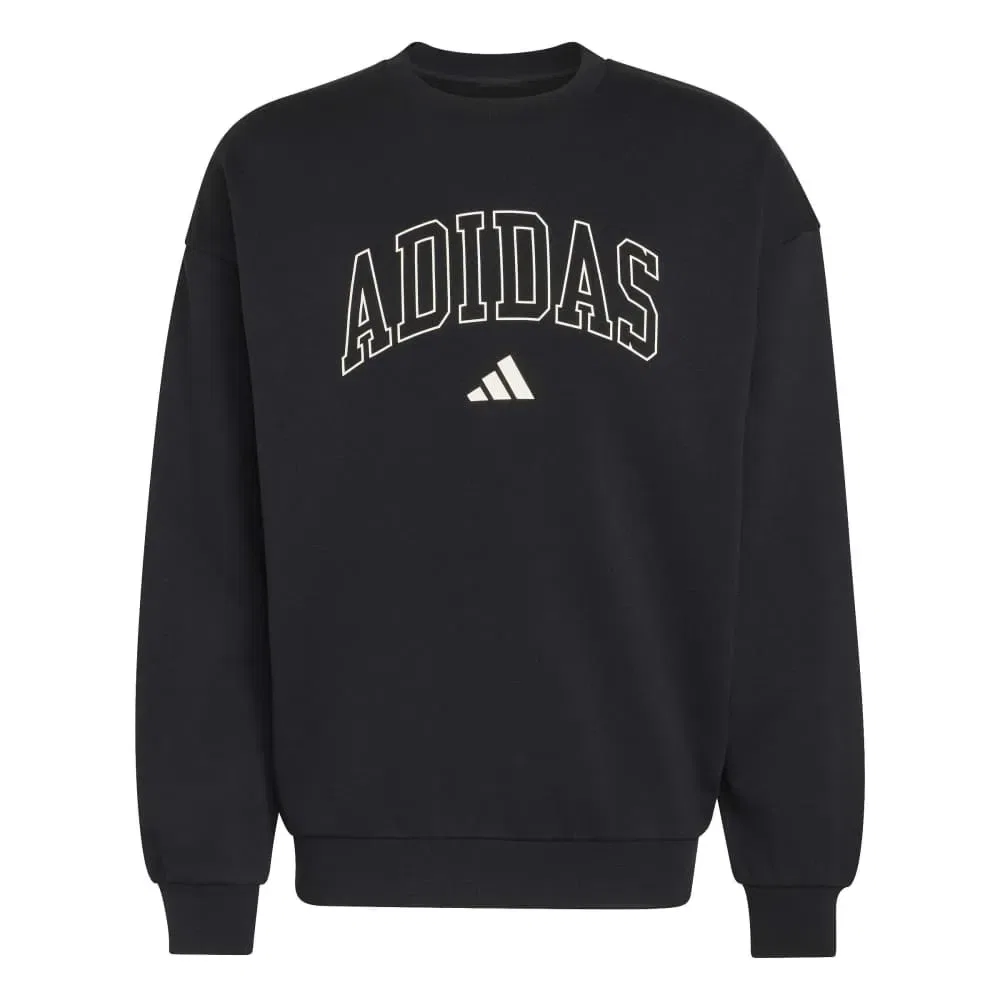 Мужской свитшот с воротником-стойкой Seasonal Essentials Collegiate Fleece Crew Adidas, Black — фото 3