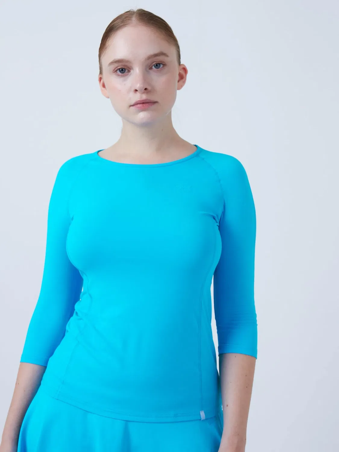 Спортивная рубашка Sportkind Performance Shirt с длинными рукавами 3/4, бирюзового цвета — фото 2