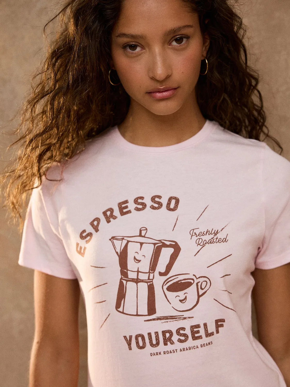 Next Розовая узкая футболка с круглым вырезом с рисунком Espresso — фото 4