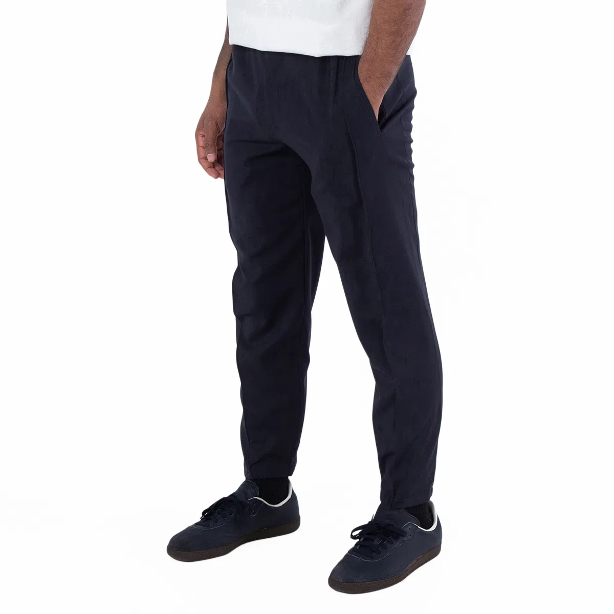 Брюки из шерсти с эластичным поясом Natural Stretch Canvas Trousers Emporio Armani, Navy Blue — фото 3