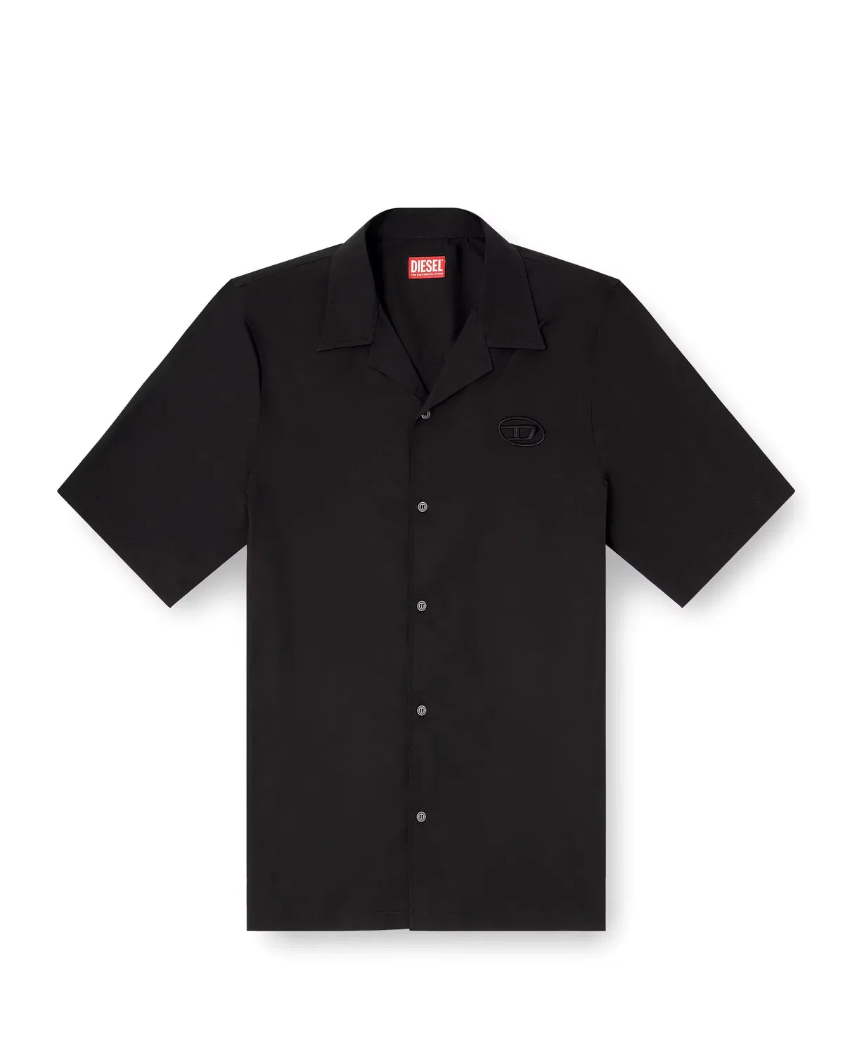 Мужская рубашка с коротким рукавом и эластичной поплиной Oval D Diesel, Negro — фото 4