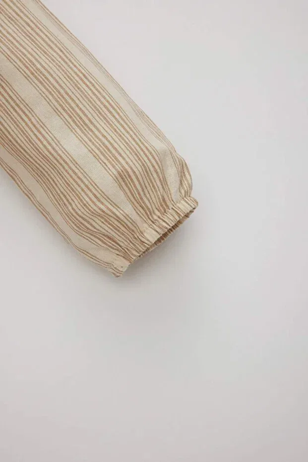 Детское платье для девочек в полоску с длинным рукавом c0769a524sp Defacto, Beige Bg65 — фото 3