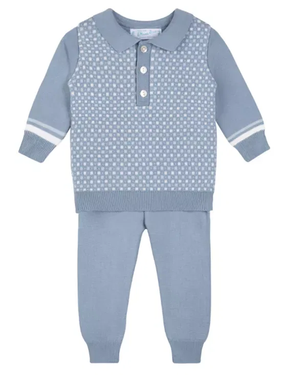 Детский комплект для мальчиков с длинным рукавом Geo Knit Polo Feltman Brothers, Vintage Like Blue