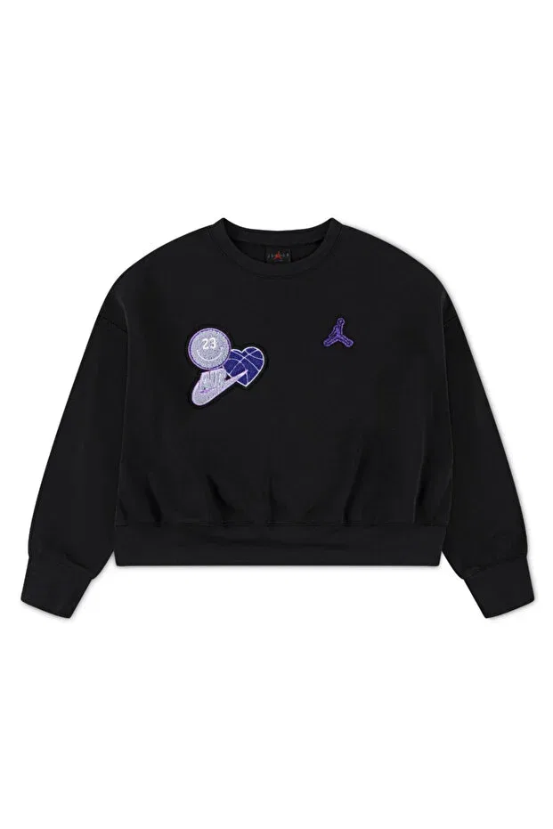 Детская толстовка для девочек с принтом Jordan JDG Blue Jeans & Bling FLC CRE, Nike, 023