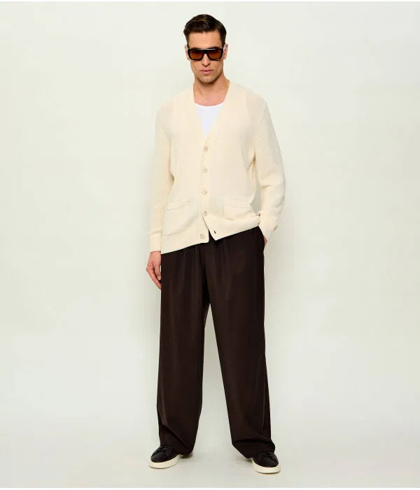 Мужские брюки из шерсти David Beckham Relaxed Fit BOSS, коричневый — фото 2