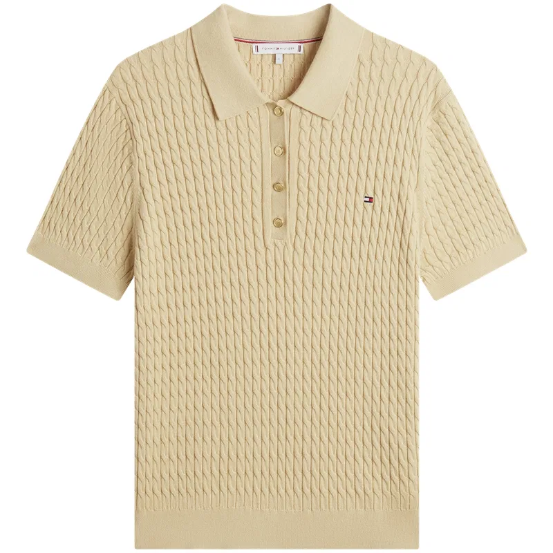 Женский джемпер-поло с косами Tommy Hilfiger, Khaki ACR