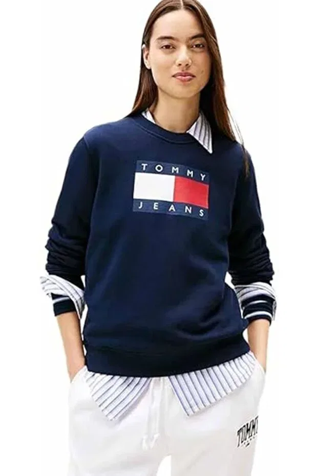 Женские свитшот с принтом Tjw reg tj flag crew Tommy Hilfiger, Navy Blue