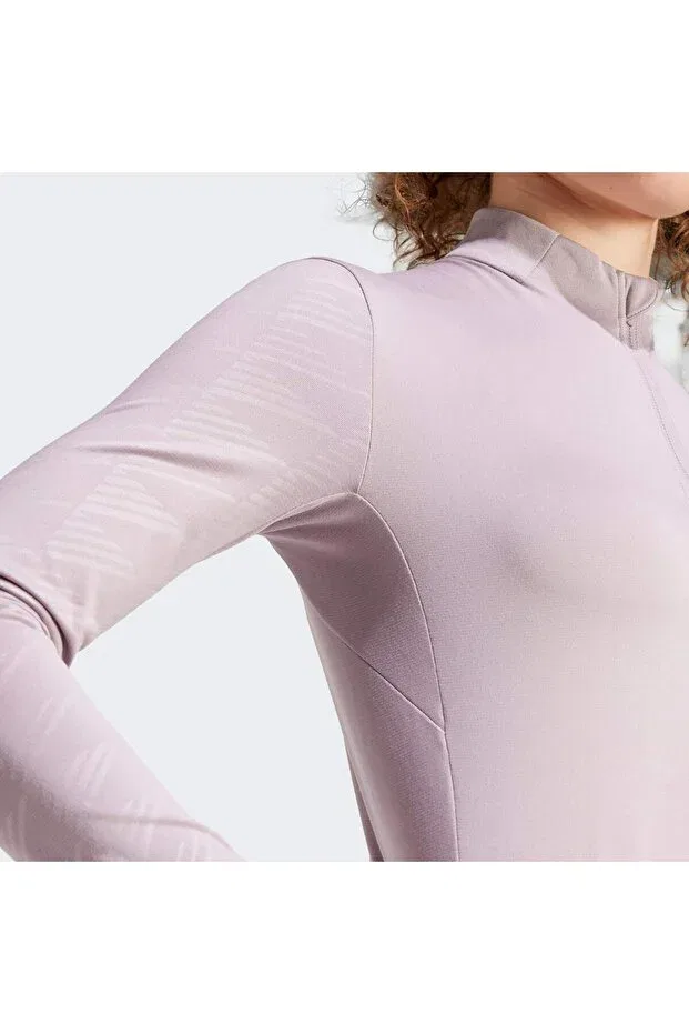 Женская водонепроницаемая толстовка с принтом Terrex multi half-zip long sleeve t-shirt Adidas, Preloved Fig — фото 4