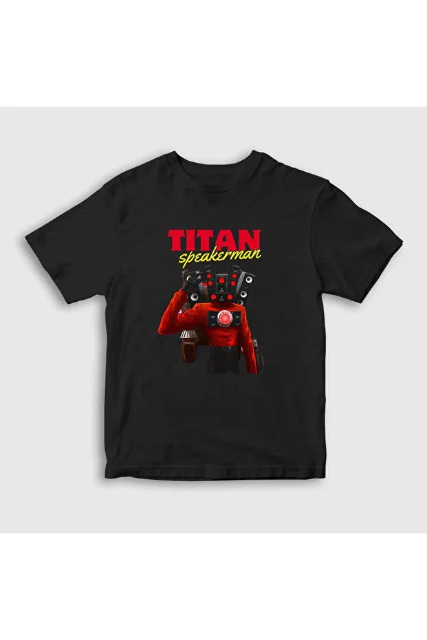 Детская футболка для мальчиков с принтом Titan Speakerman Skibidi Toilet Presmono, Black