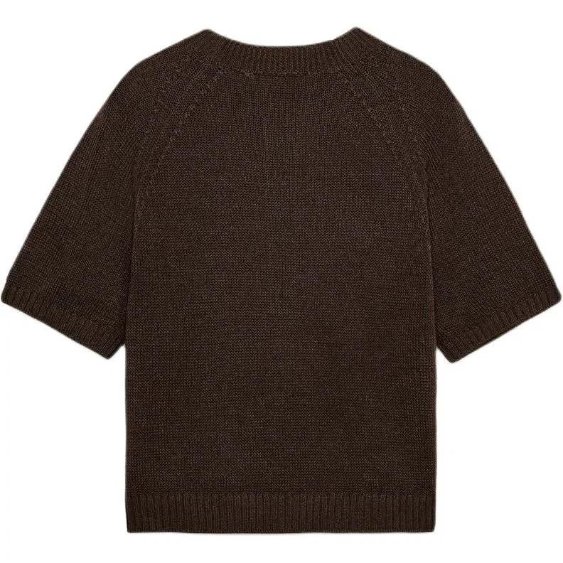 Женский свитер с круглым вырезом Brown ZARA, Brown — фото 3
