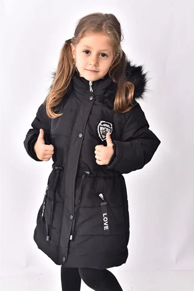 Детский пуховик для девочек водонепроницаемый Öfi Kids, Black — фото 2
