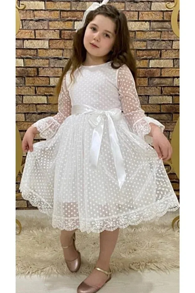 Детское платье для девочек кружевное Birpembe.Birmavi, White