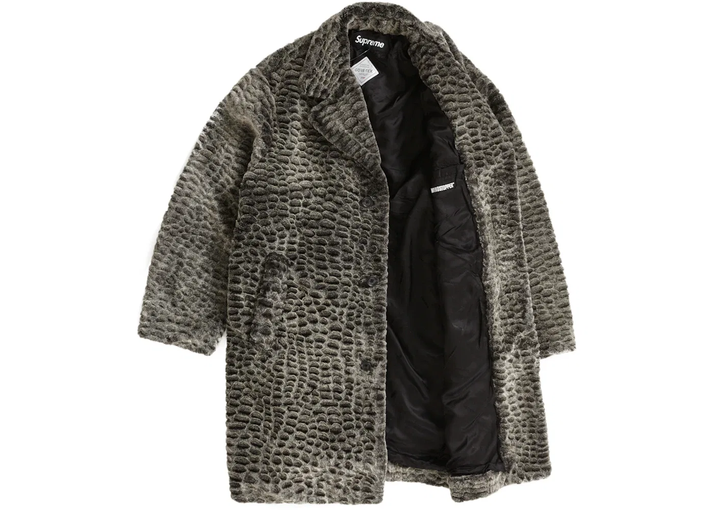 Мужское пальто из искусственного меха Supreme Croc Overcoat, Black — фото 2