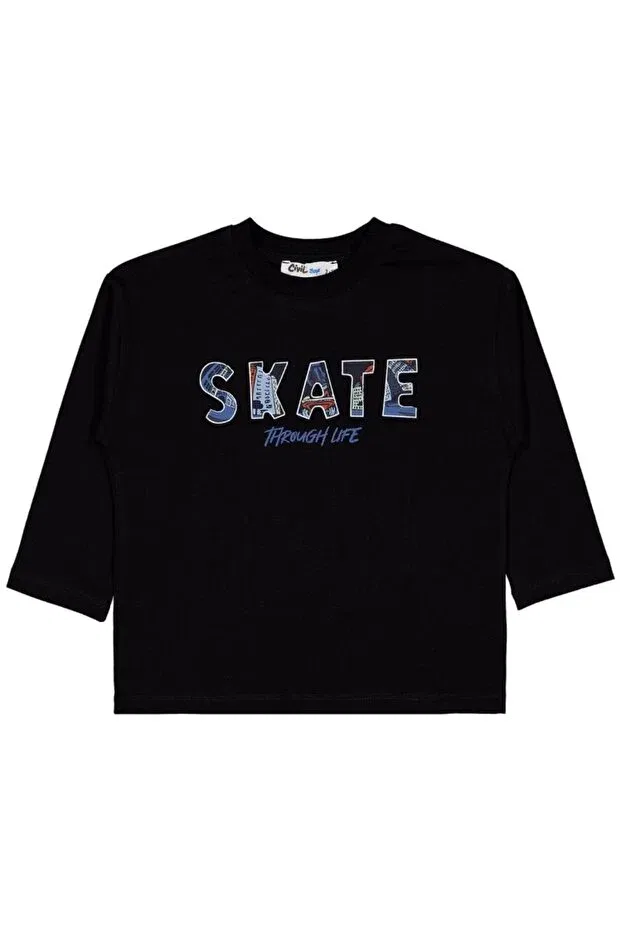 Детские свитшот для мальчиков с принтом Skate gofre printed Civil Boys, Черный