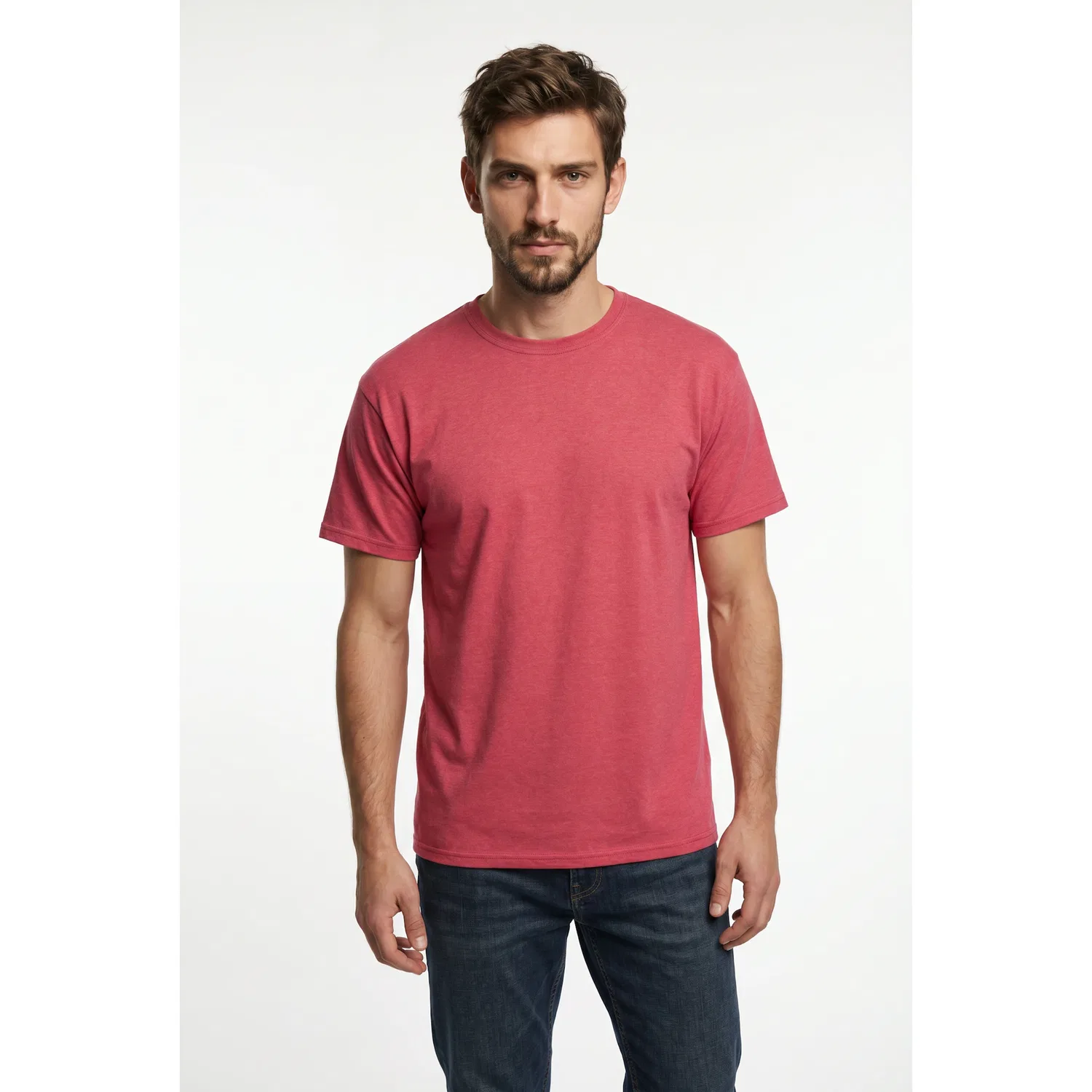 Детская футболка с круглым вырезом Fruit of the Loom, Red Melange/White — фото 2