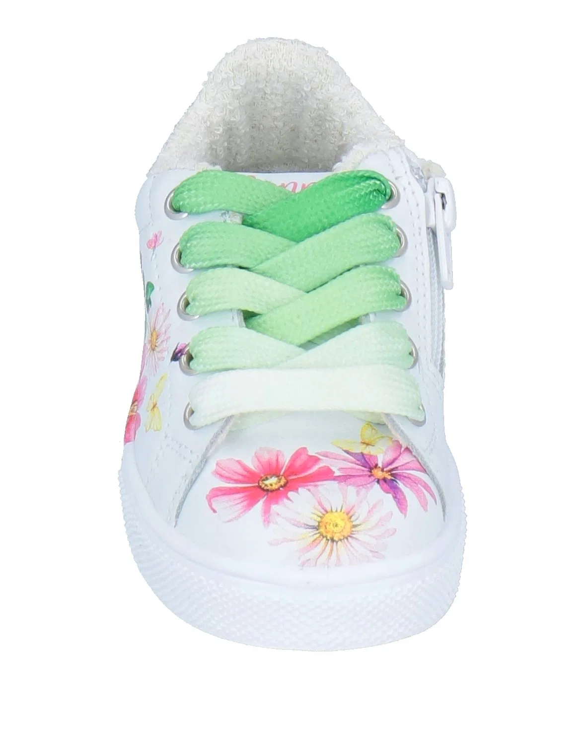 Детские кроссовки для девочек с цветочным принтом Sneakers Con Fiori Bycast Monnalisa, белый — фото 4