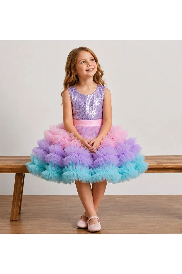 Детское платье для девочек многослойное из фатина Party Thequest, Multicolor