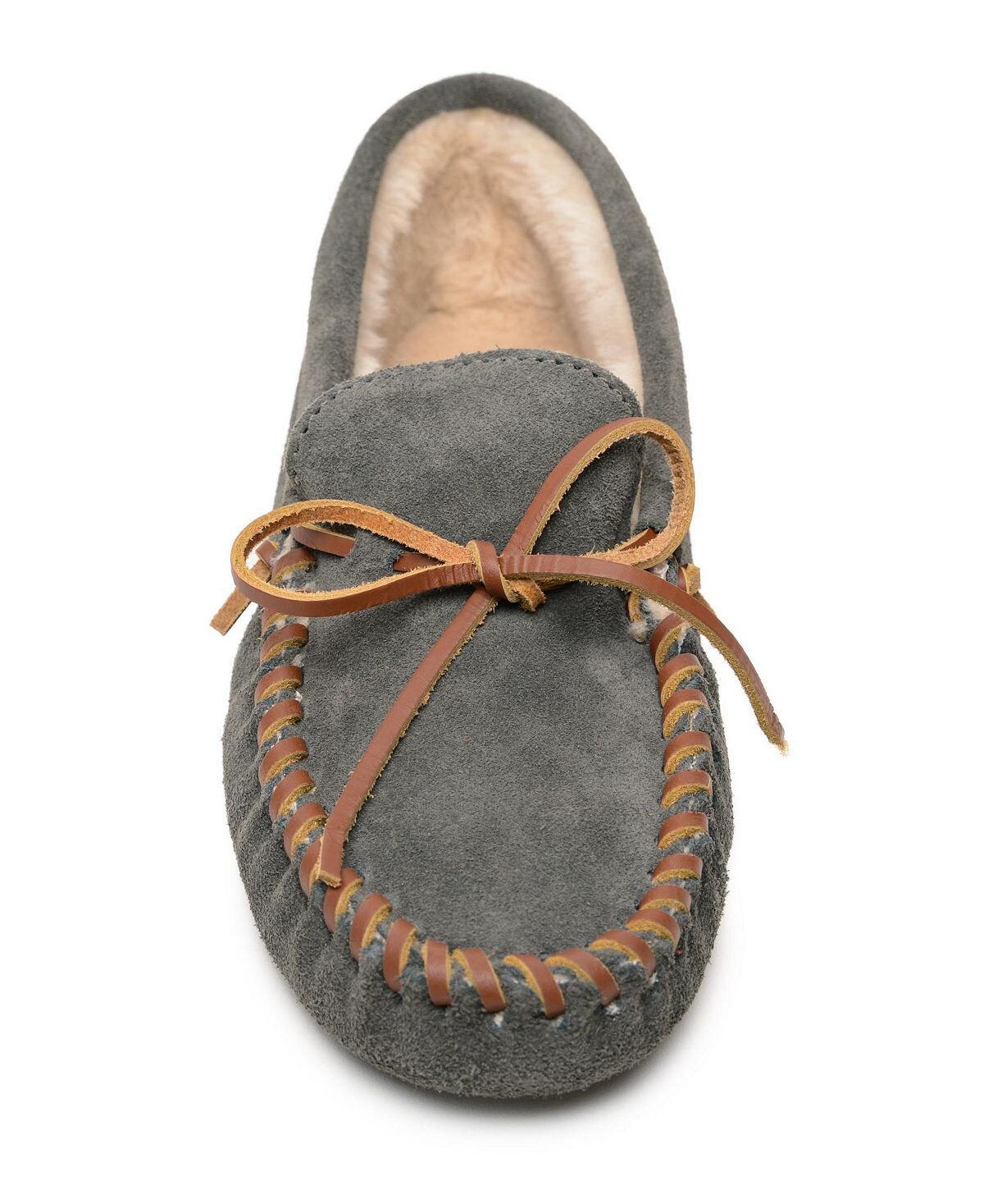 Мужские тапочки с мягкой подошвой на ворсовой подкладке Minnetonka, серый — фото 4