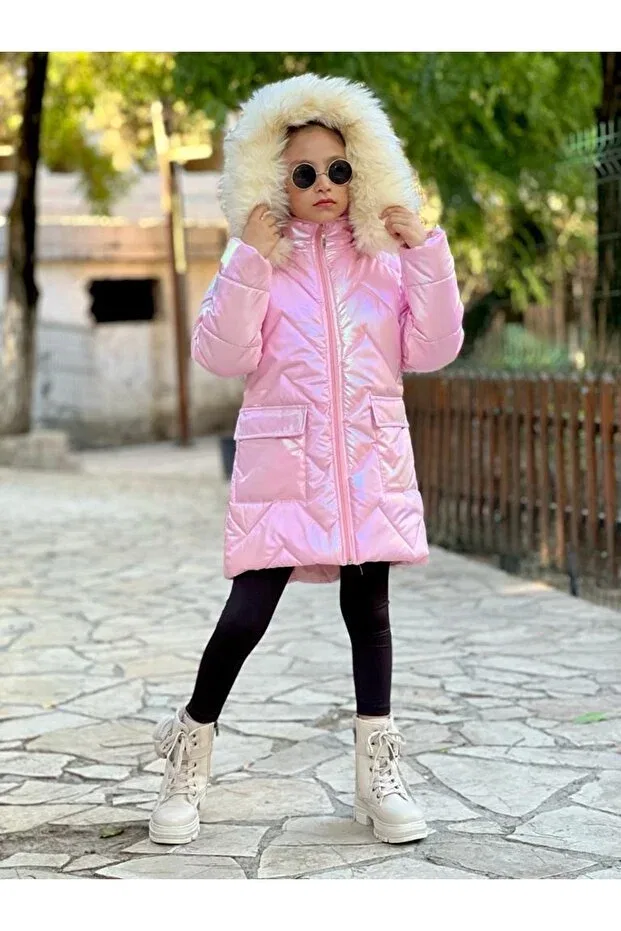 Детское пальто для девочек с блестками Muzur Kids, Pink