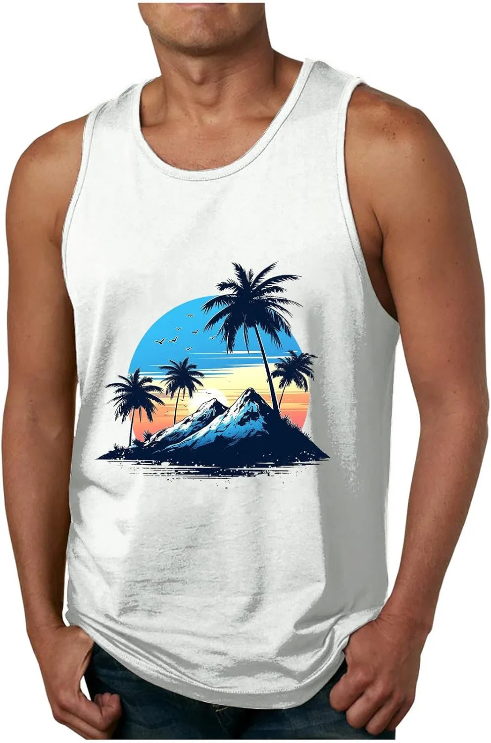 Мужская майка с принтом Hawaii Coconut Palm, белый