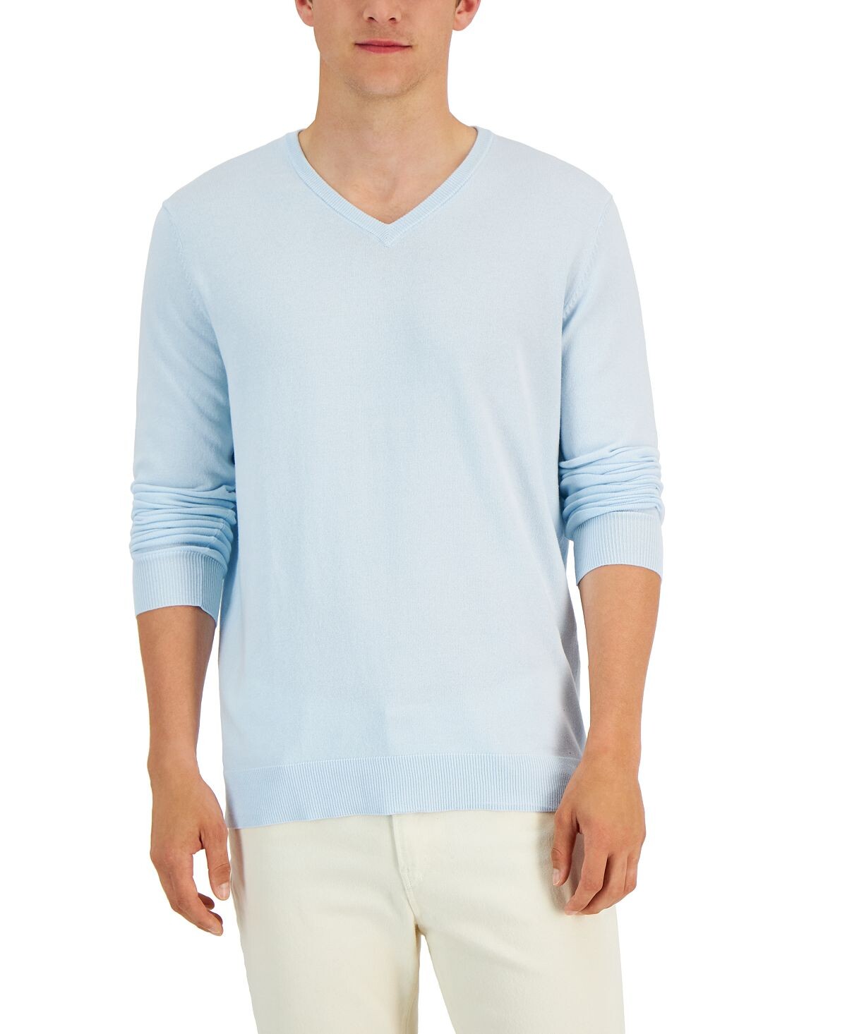 

Мужской однотонный хлопковый свитер с v-образным вырезом, созданный для macy's Alfani, мульти