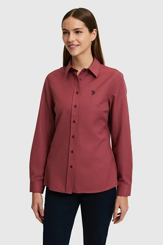Женская рубашка с длинным рукавом Basics U.S. Polo Assn., Cherry — фото 3