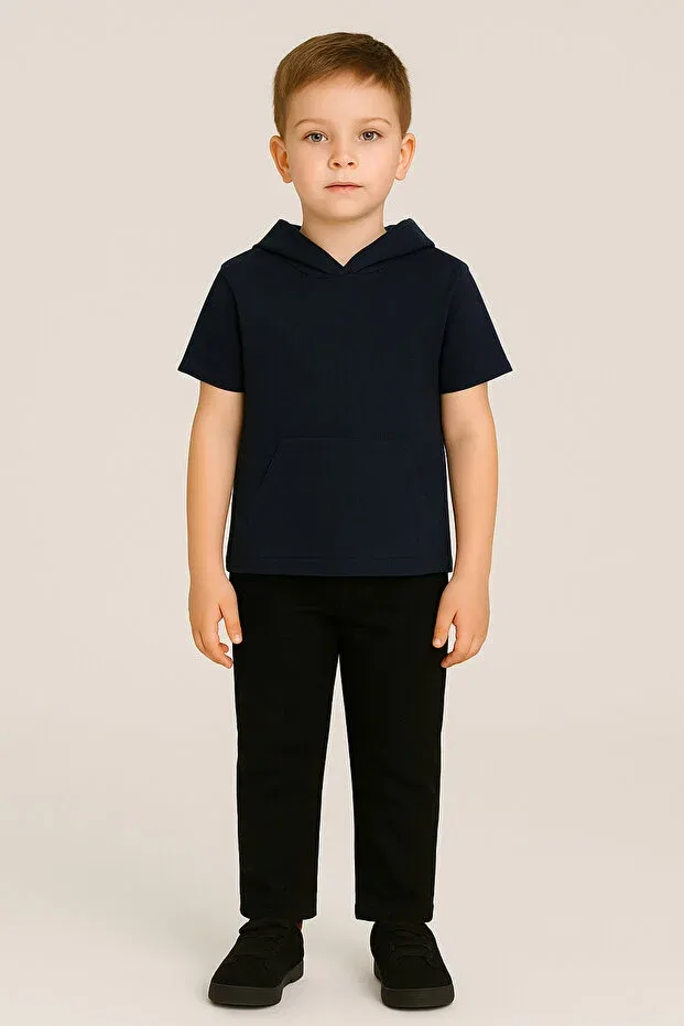 Детская футболка с капюшоном хлопковая Di Giyim, Navy Blue