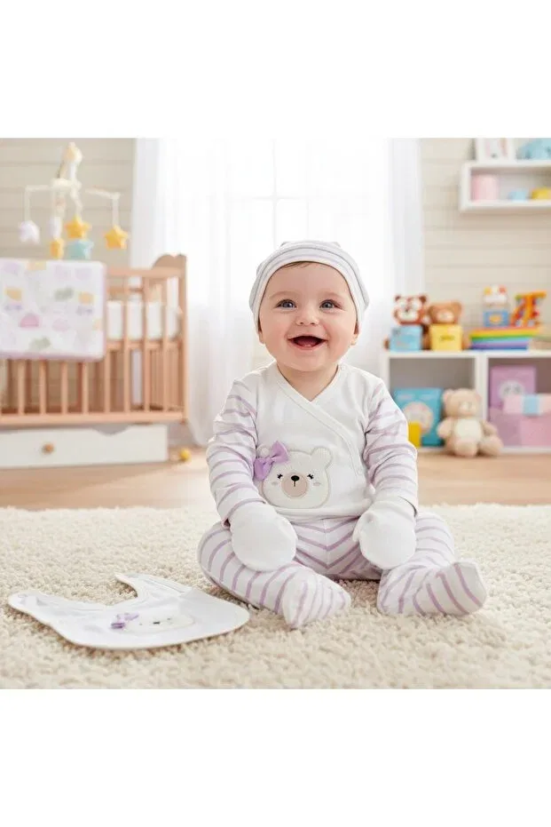 Детский комплект боди для новорожденных с принтом Milays Life Home Collection, Purple