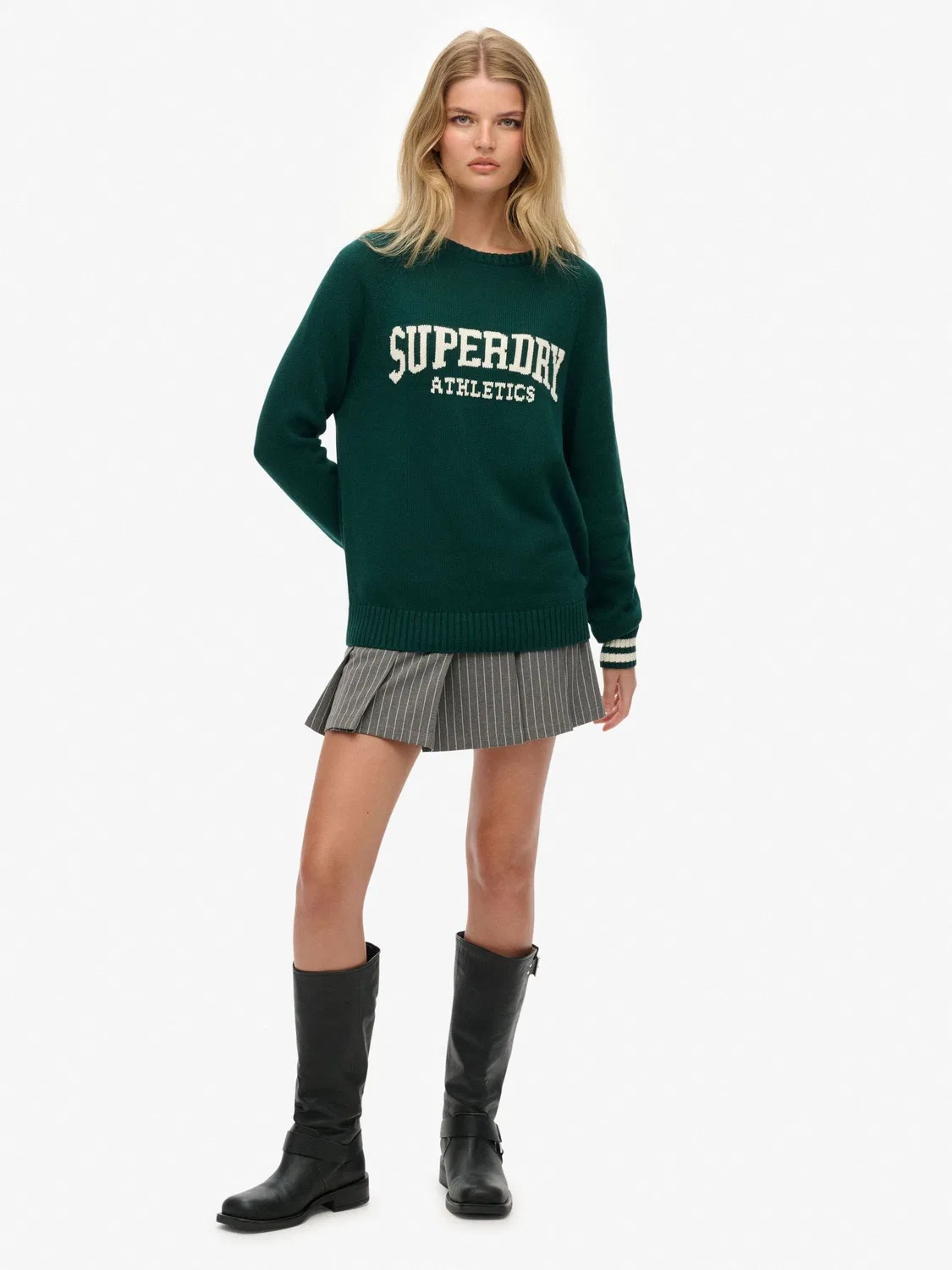 Джемпер с графическим принтом Slouchy Intarsia Graphic Knitted Jumper Superdry, зеленый — фото 2