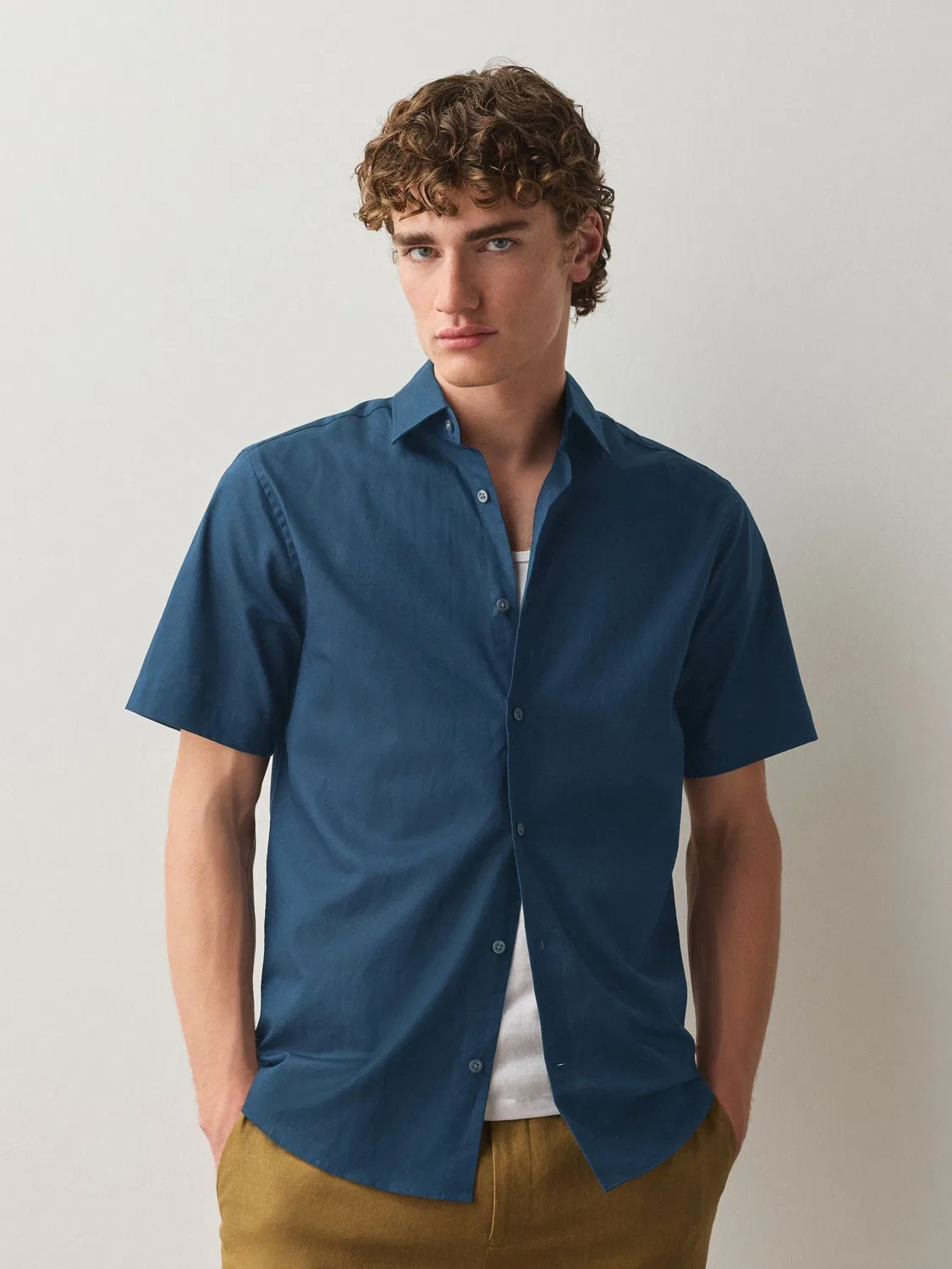 Рубашка Next Regular fit Button Up Shirt N. Premium темно-синего цвета — фото 2