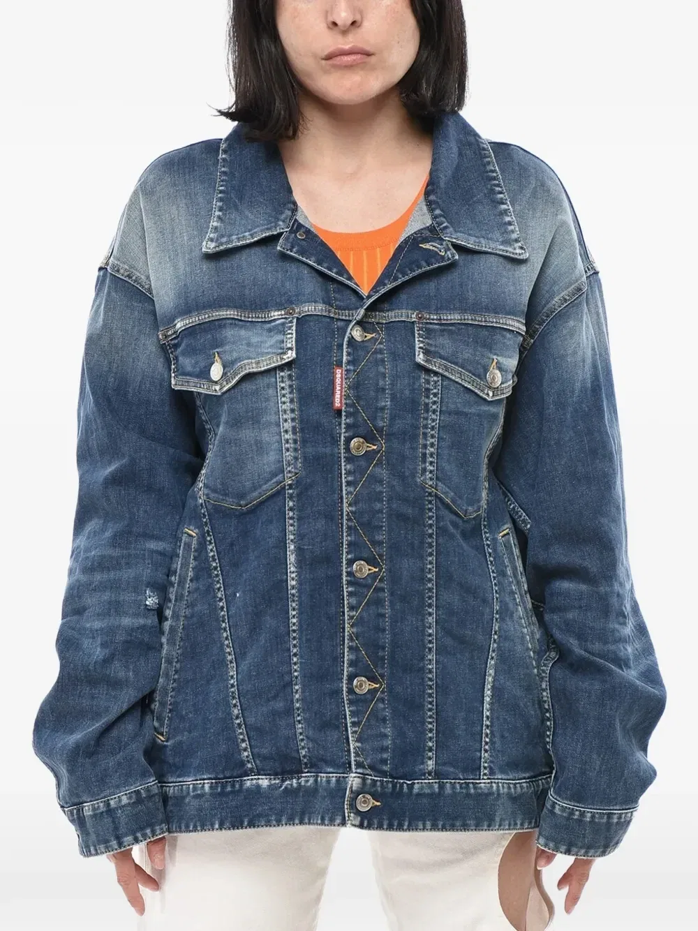 Удлиненная джинсовая куртка Icon Dsquared2, синий