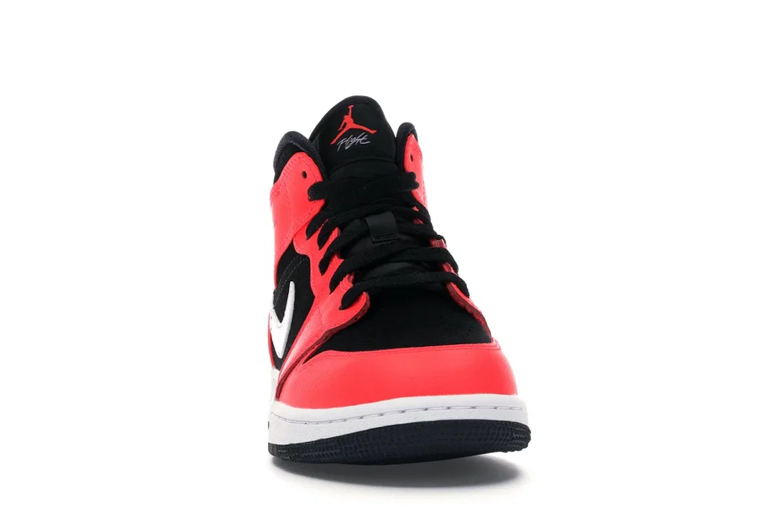 Детские кроссовки для мальчиков с ярким цветом Jordan 1 Mid Jordan, Black/White-Infrared 23 — фото 2