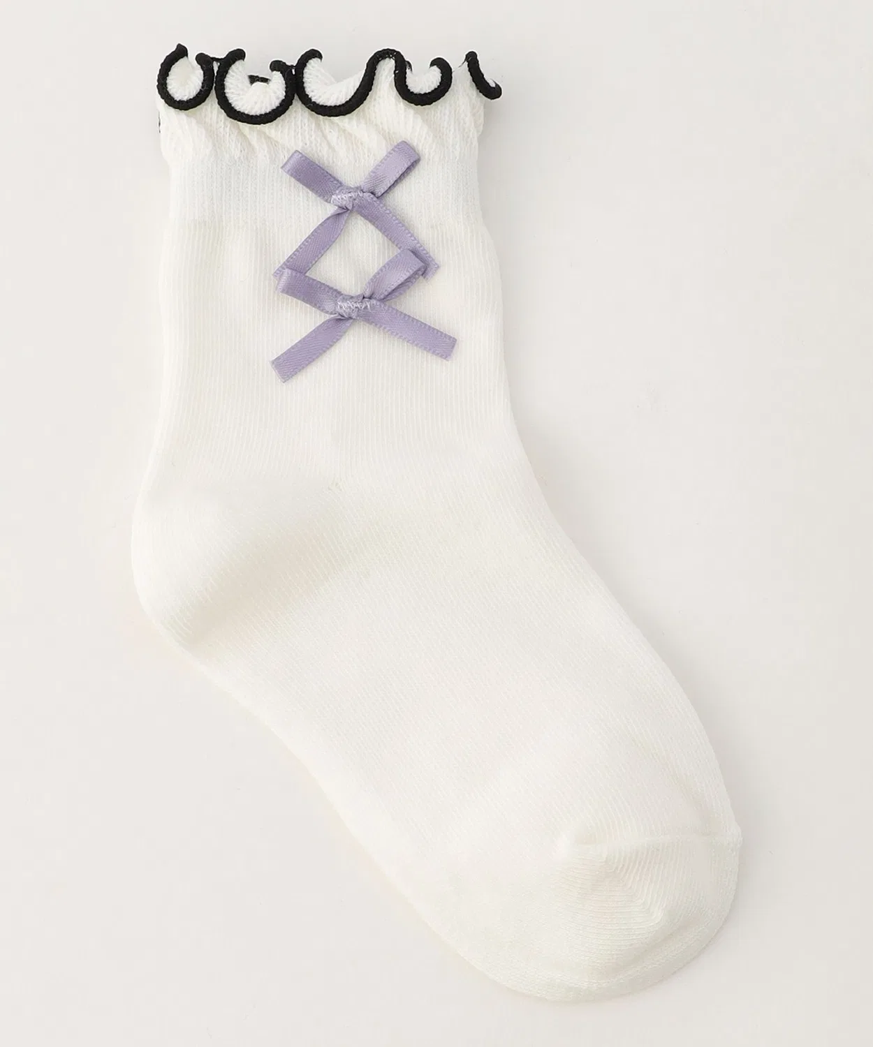 Детские носки с двойным бантом и рюшами Mellow Frill Double Ribbon Socks ANY, White
