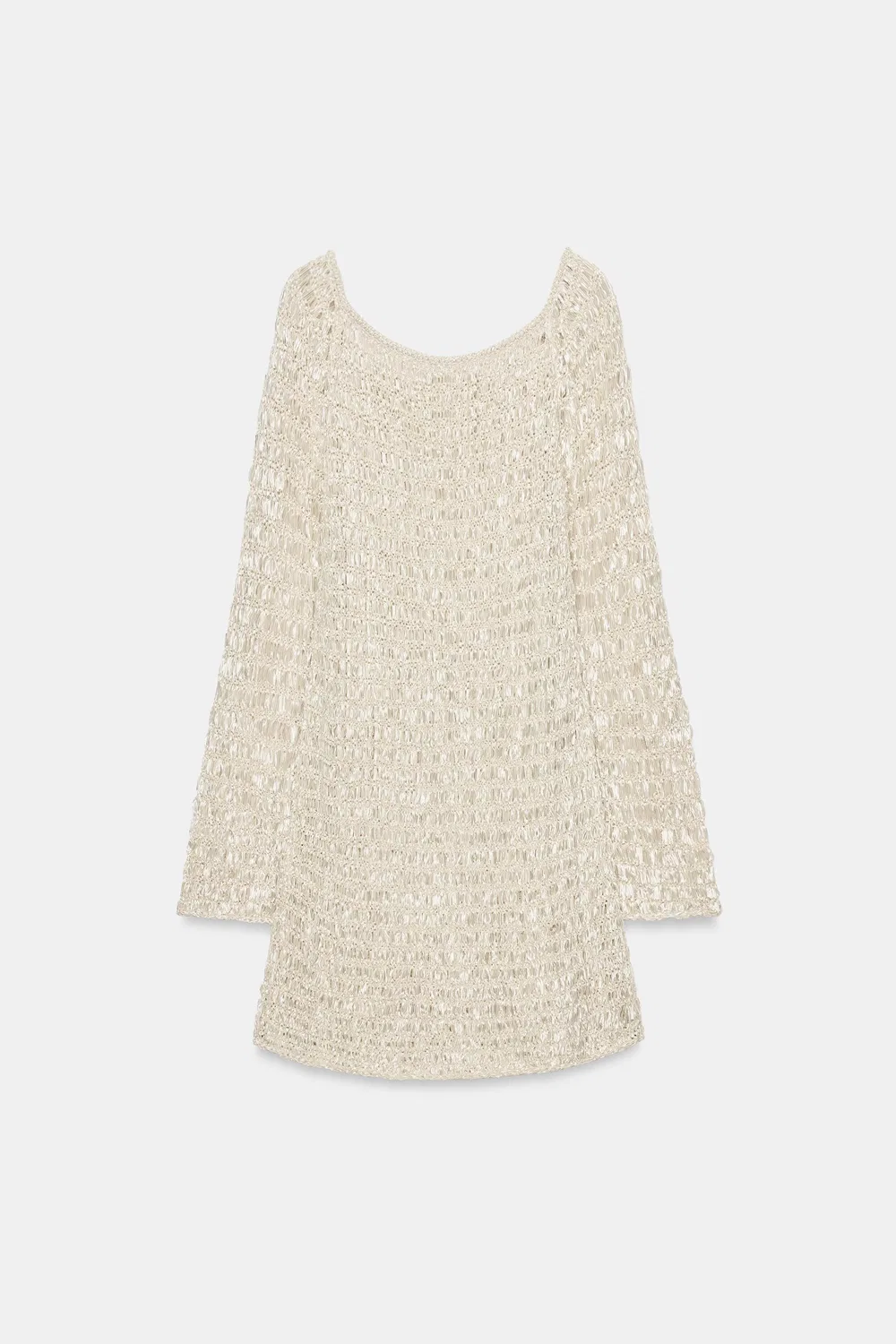 Короткое вязаное платье с вырезом-лодочкой ZARA, Pearl marl — фото 4