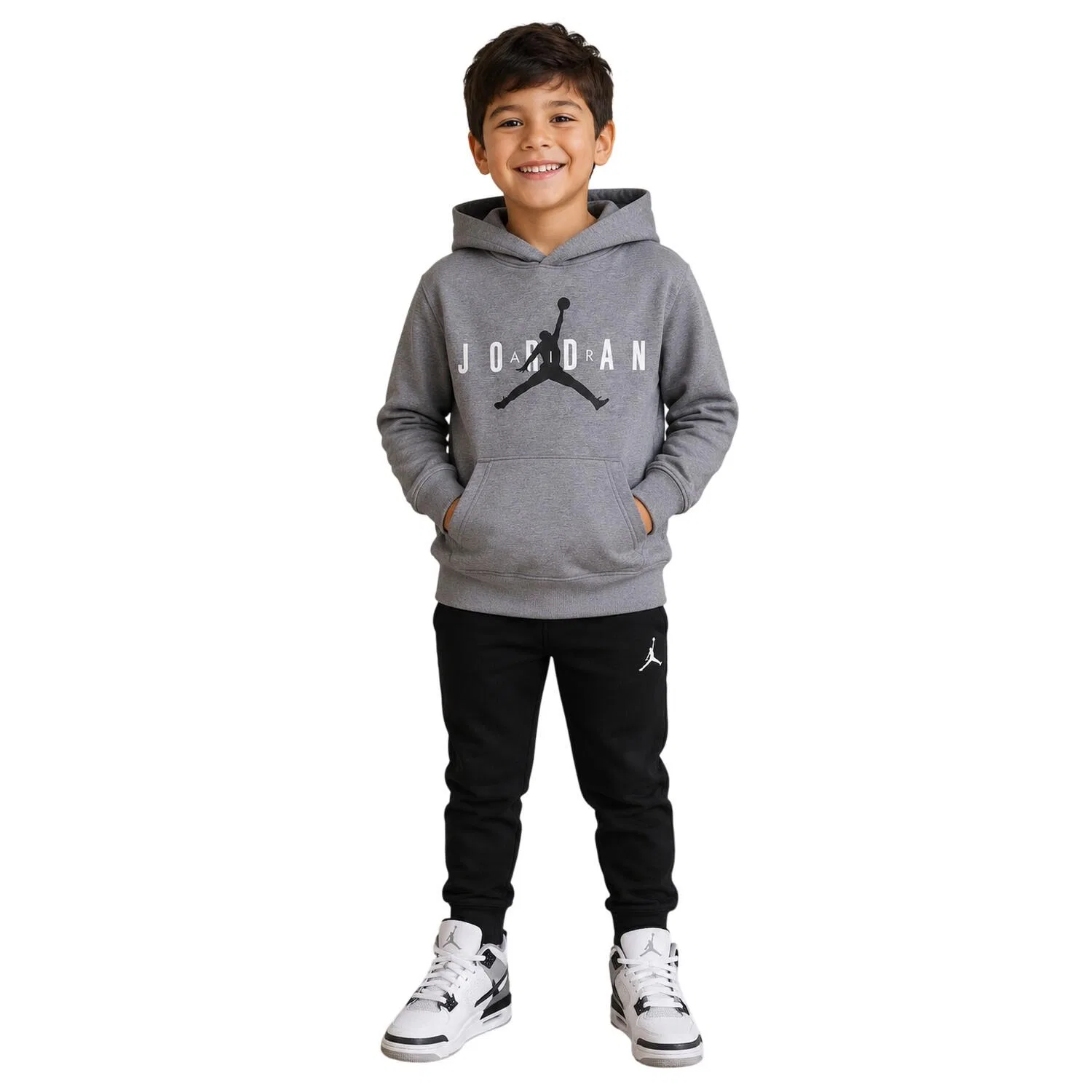 Детское худи с капюшоном с принтом Air Jordan Jumpman Nike, Grau