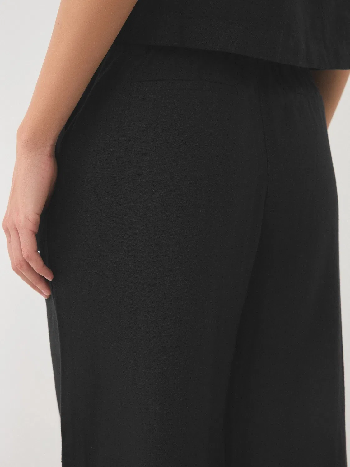 Брюки прямого кроя из смесового льна, Wide Leg Next, черные — фото 4