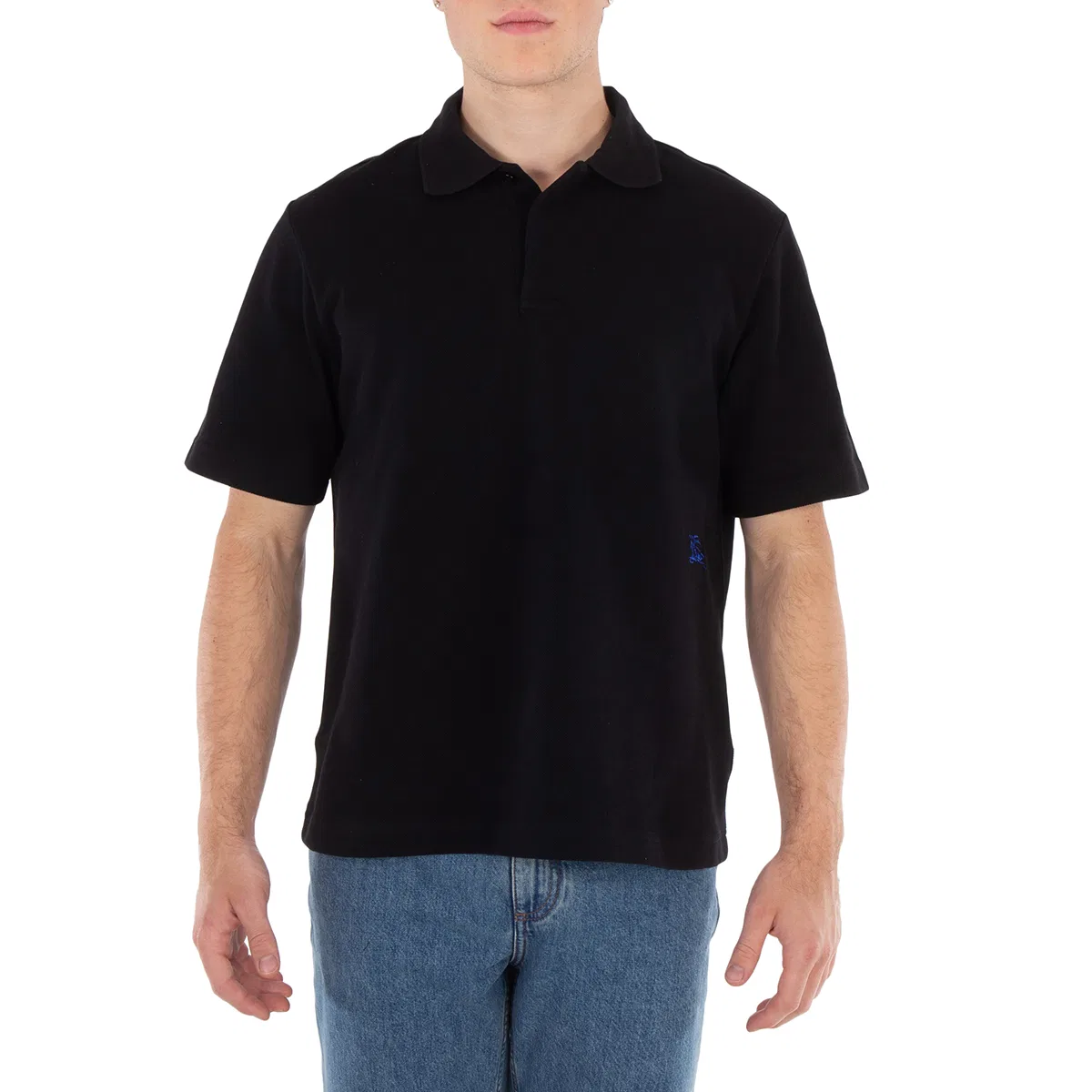 Поло с длинным рукавом Knight Motif Cotton Polo Shirt Burberry, Black