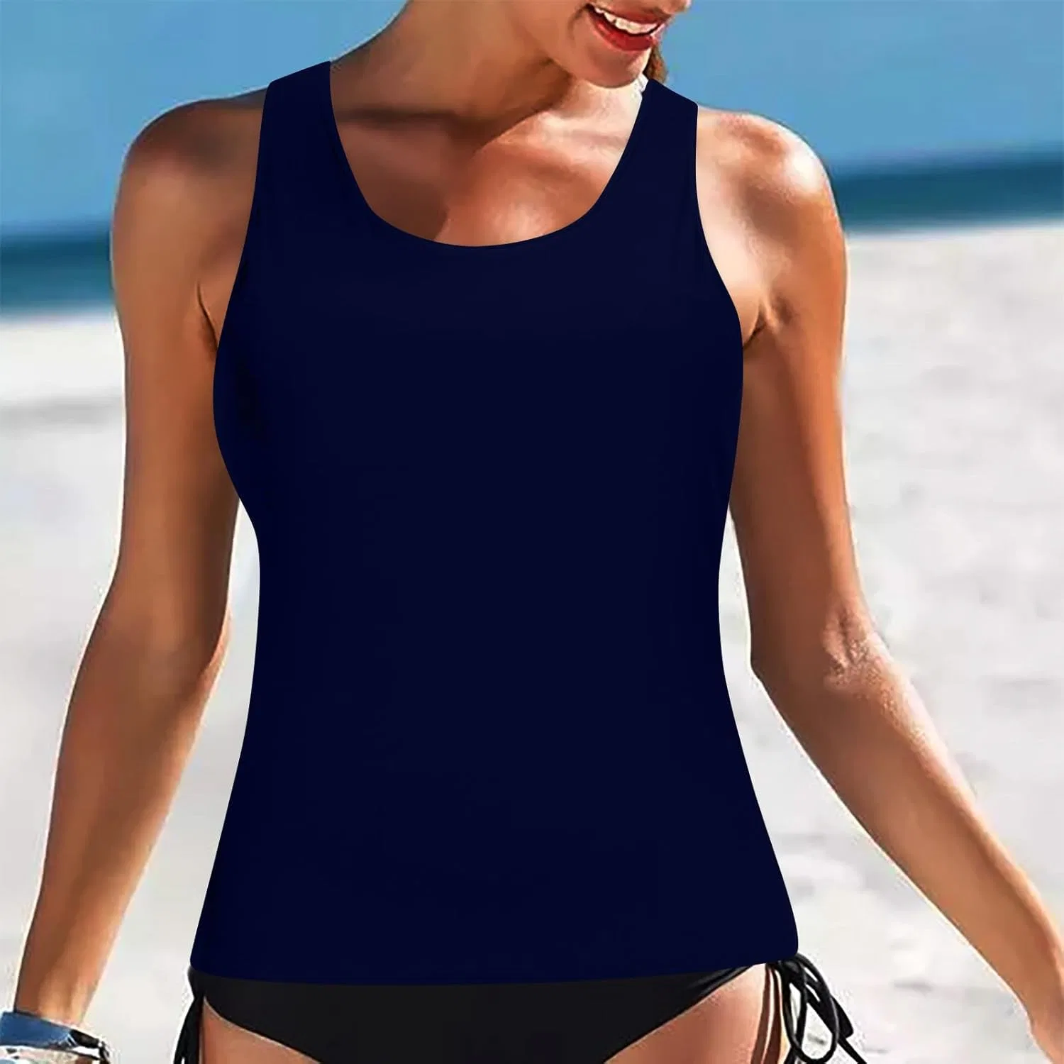 Женский танкини топ Athletic Solid, Navy — фото 2