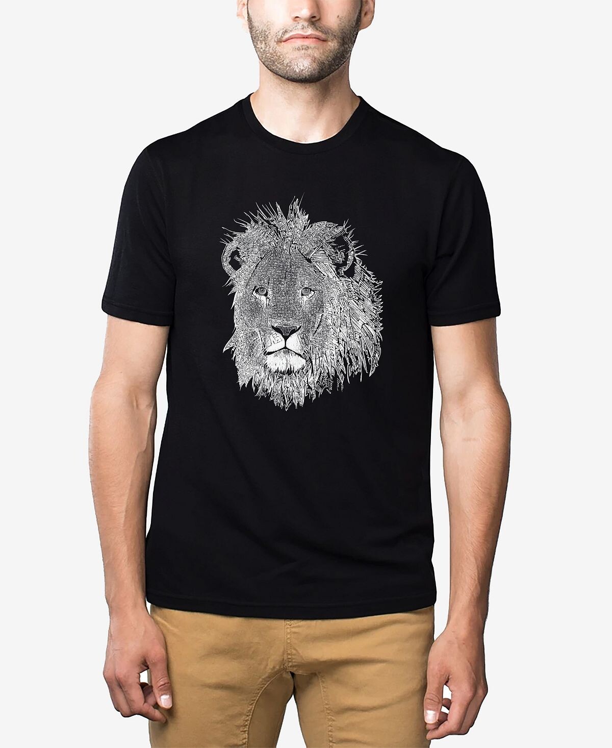 

Мужская футболка premium blend word art lion LA Pop Art, черный