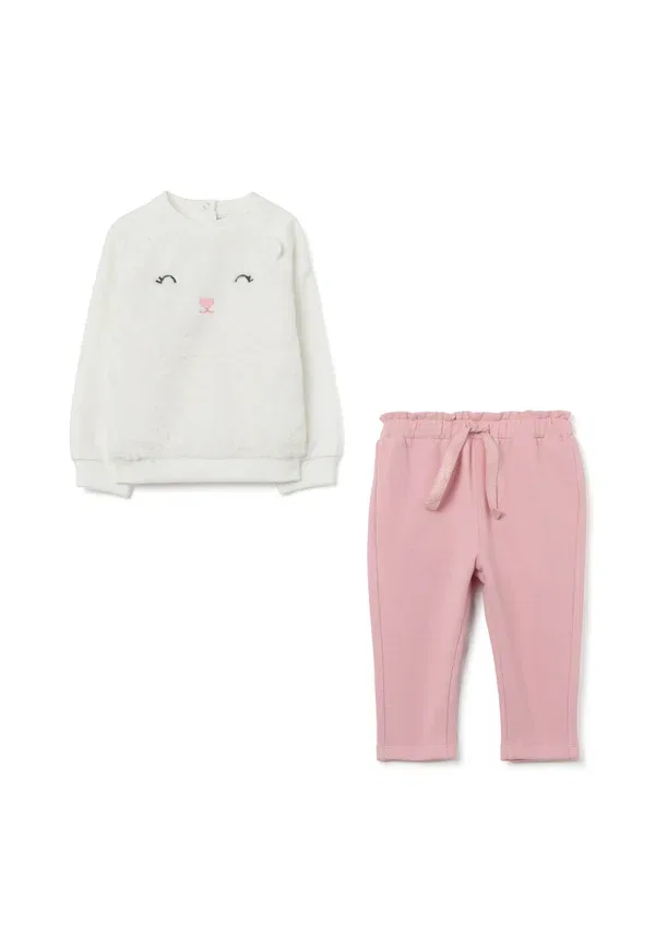 Комплект из худи и брюк с животными Ovs, White Pink, белый/розовый