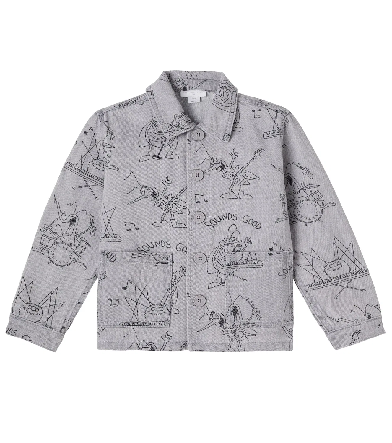 Легкая куртка джинсовая с принтом Stella Mccartney Kids, серый