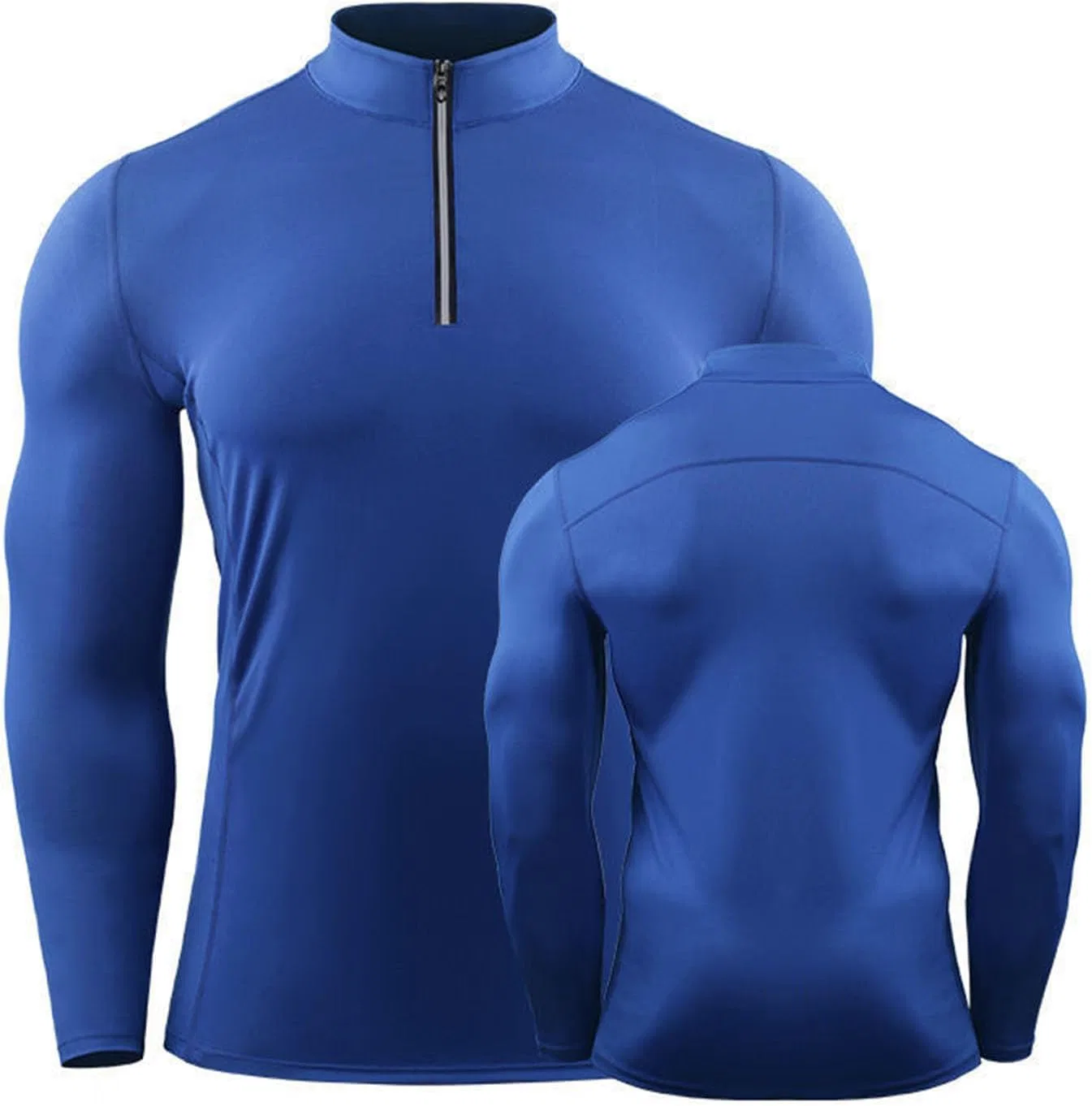 Мужская slim-футболка с четвертью-застежкой-молнией Generic, Blue — фото 2