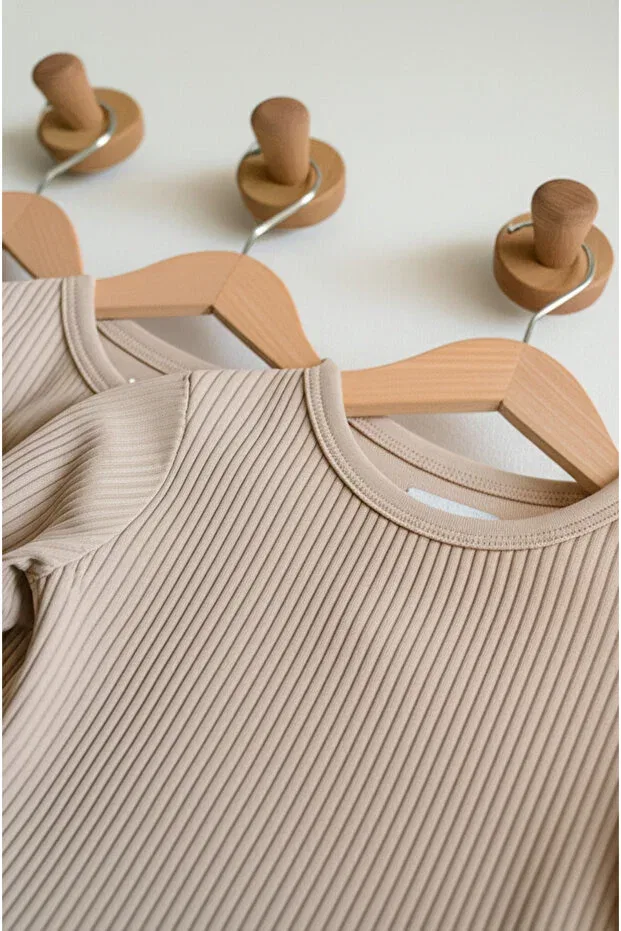 Детское боди с длинным рукавом Basics Lindakids, Beige — фото 3