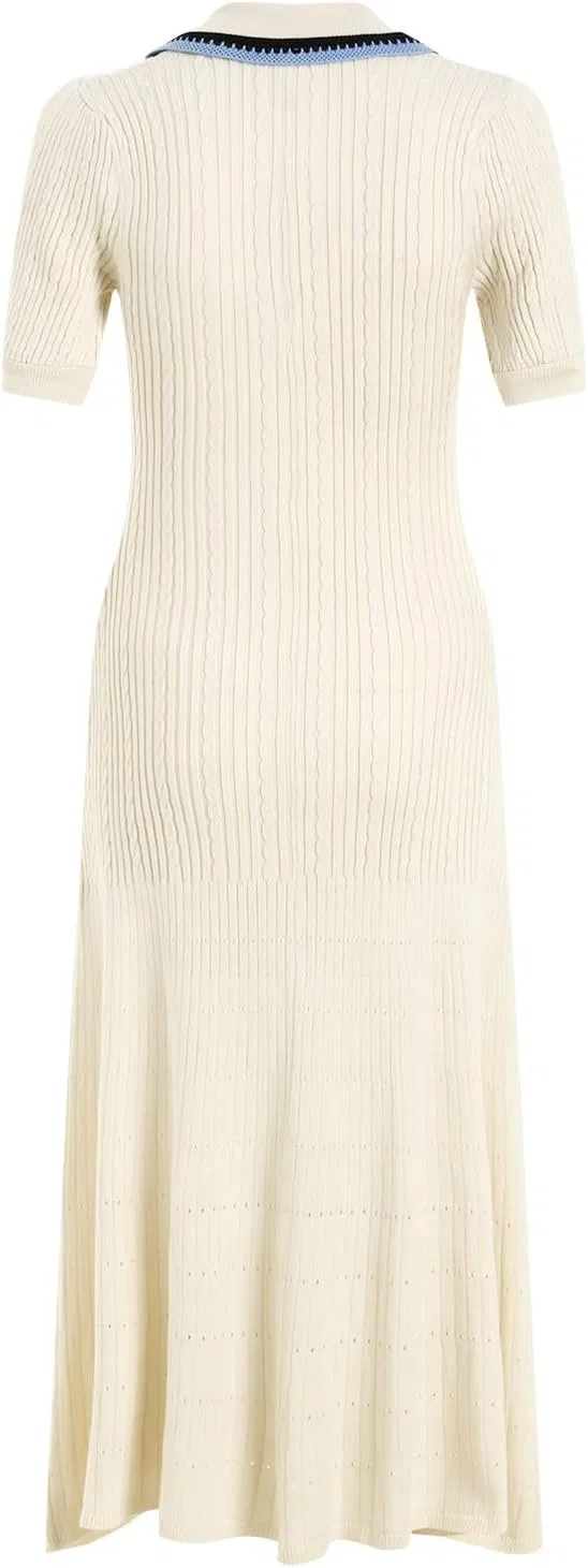 Женское облегающее платье с V-образным вырезом Rib Knit, Beige — фото 4