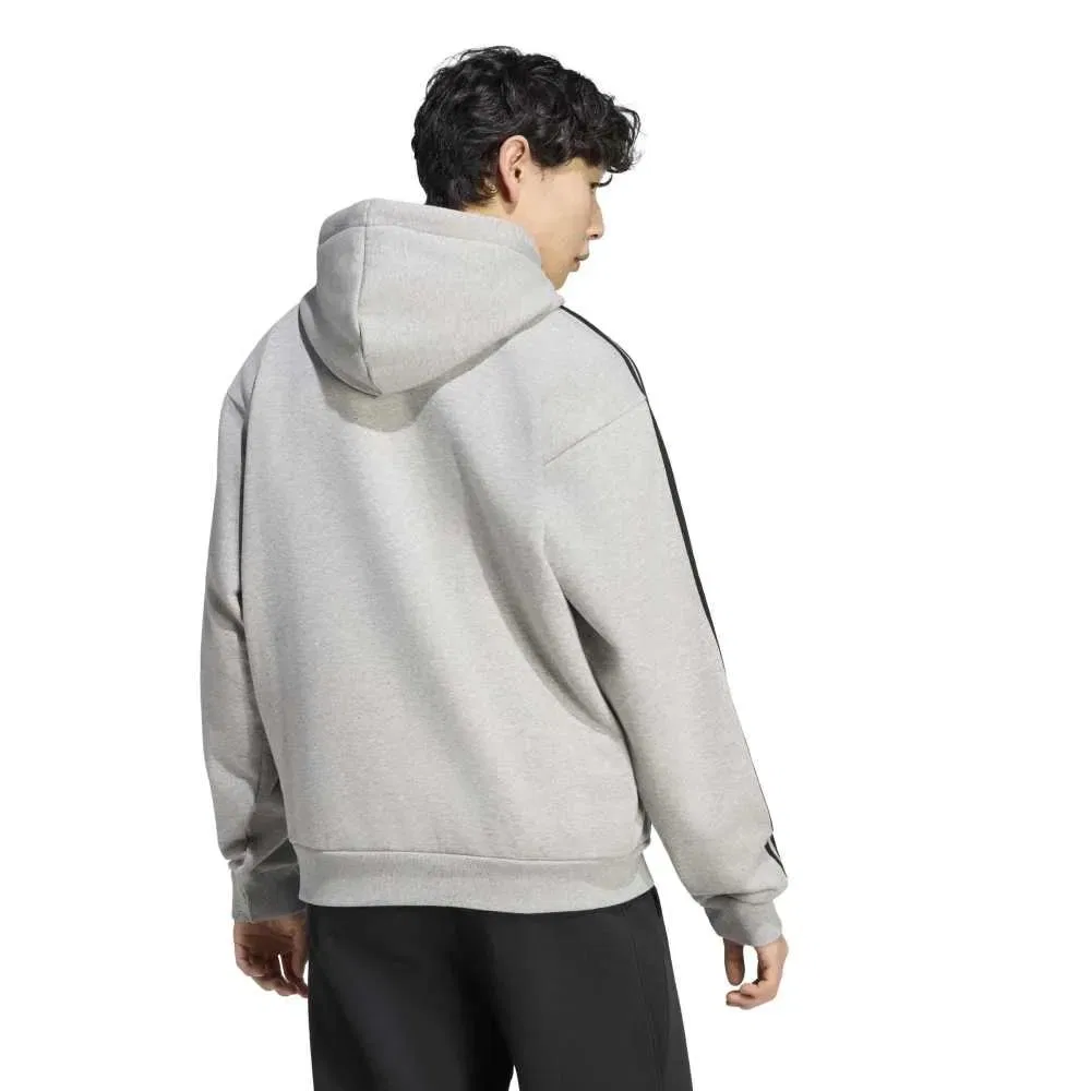 Мужской худи с флисом Adidas 3 Stripes Fleece, Grey — фото 2