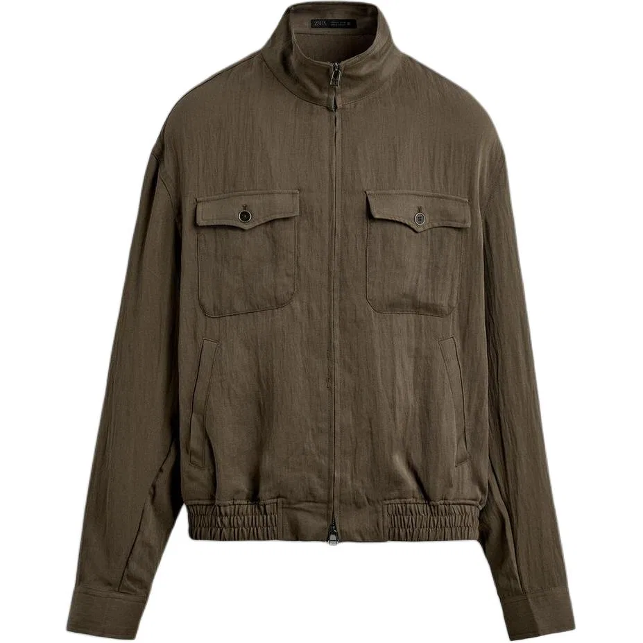 Мужская куртка с воротником-стойкой Green ZARA, Green