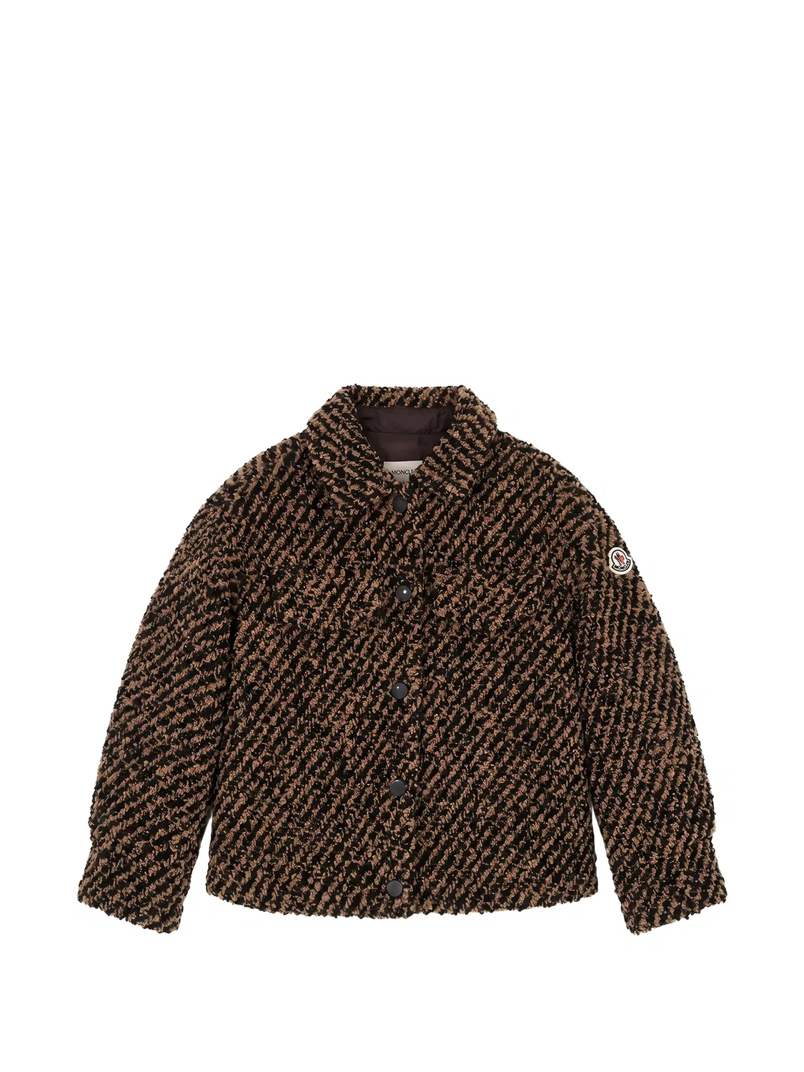 Плюшевая куртка-рубашка в диагональную полоску Moncler, коричневый
